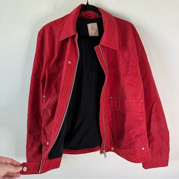 Free People Blair Faux Suede Jacket in Red SZ XL - Picture 9 of 10